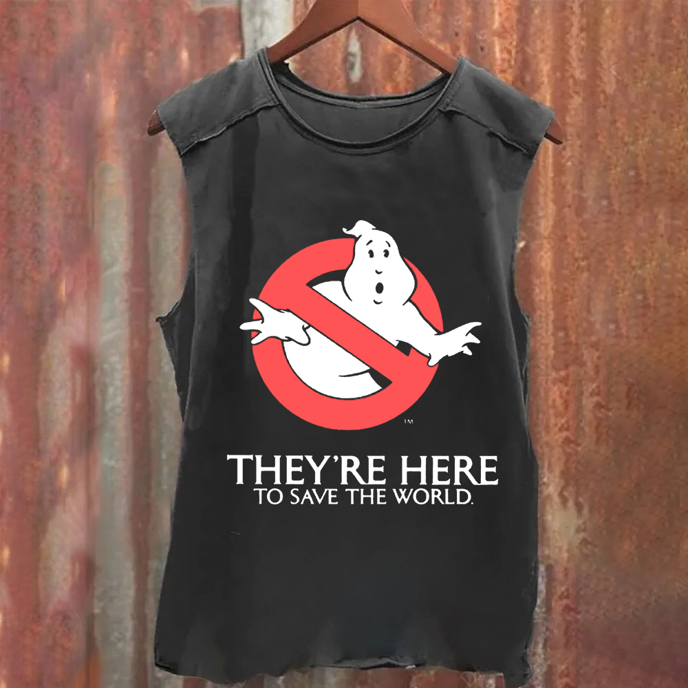 Unisex Vintage Washed  Ghostbusters Horror Movie Tank Top