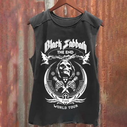 Unisex Vintage Washed Black Sabbath Tank Top
