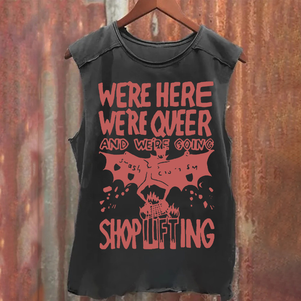 Unisex Vintage Washed We are Here， We are Queer Tank Top