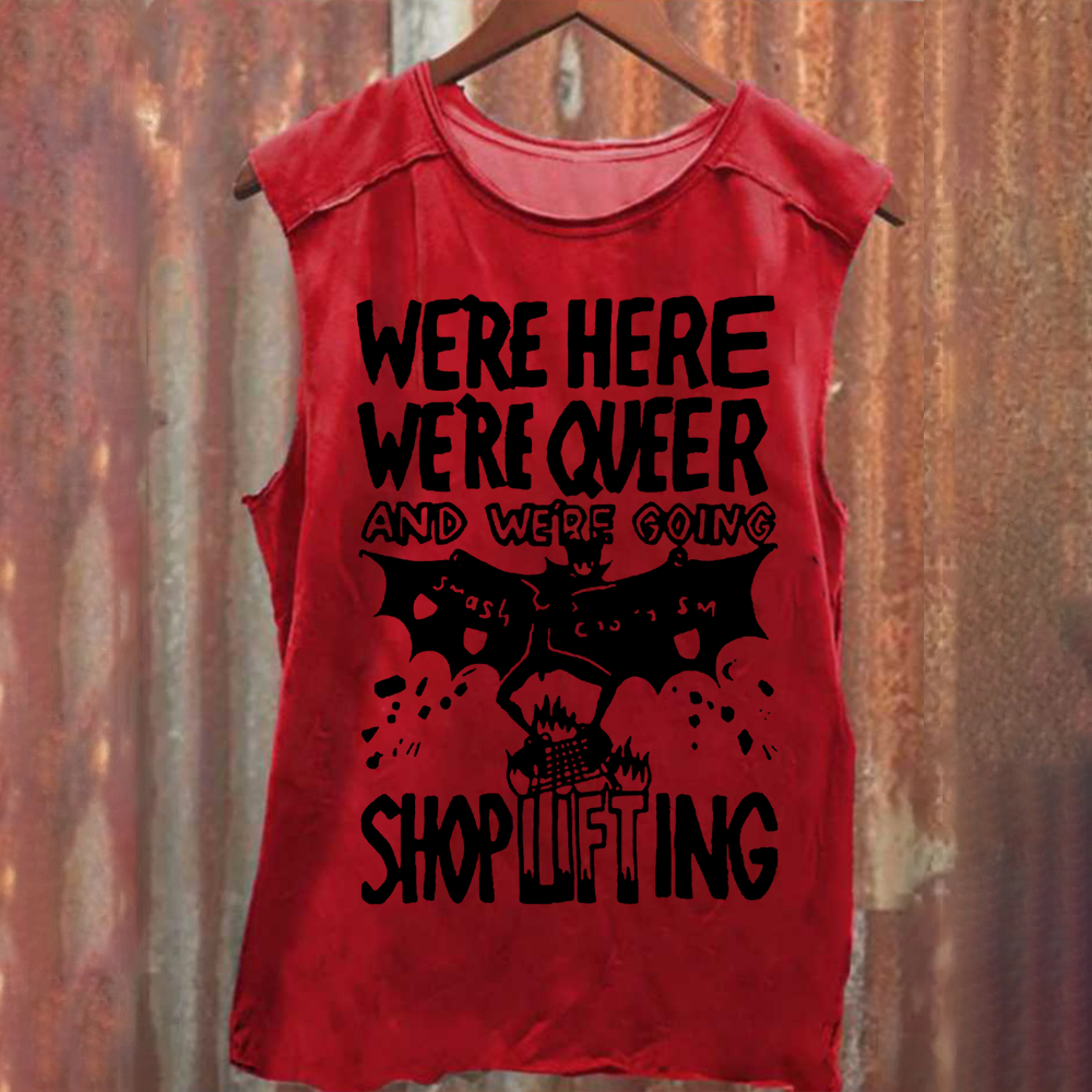 Unisex Vintage Washed We are Here， We are Queer Tank Top
