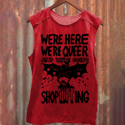 Unisex Vintage Washed We are Here， We are Queer Tank Top