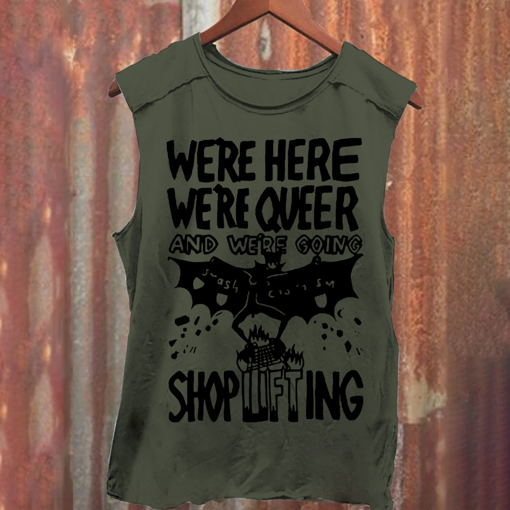Unisex Vintage Washed We are Here， We are Queer Tank Top