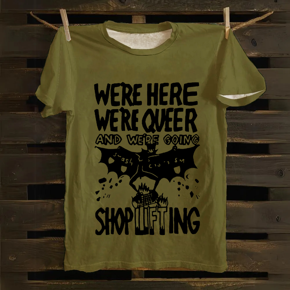 Unisex Vintage  We are Here， We are Queer Cotton T-Shirt