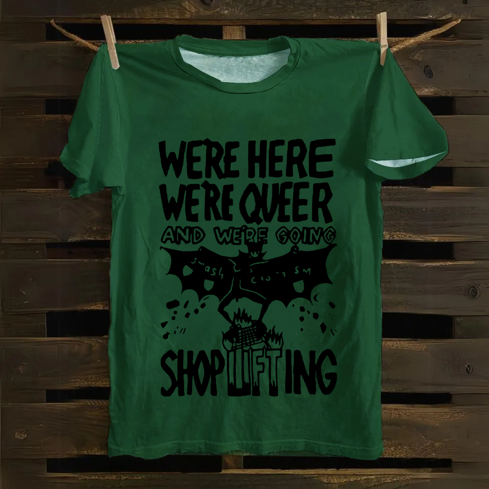 Unisex Vintage  We are Here， We are Queer Cotton T-Shirt