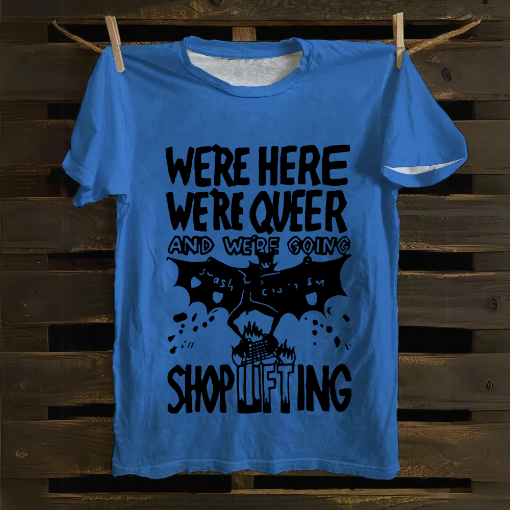 Unisex Vintage  We are Here， We are Queer Cotton T-Shirt