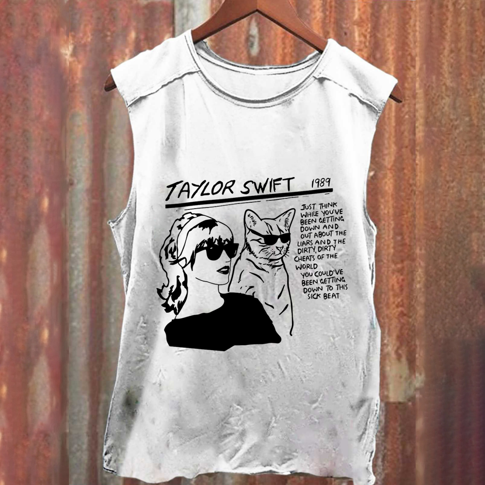 Unisex Casual Taylor Swift Singer Cat Printed Tank Top