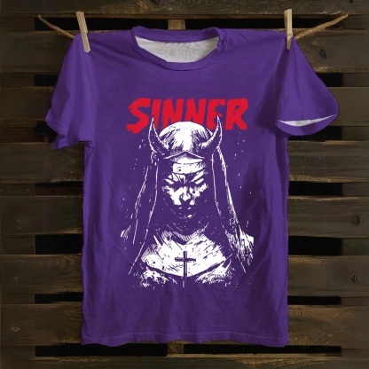 Unisex Vintage Sinner Nun Cotton T-Shirt