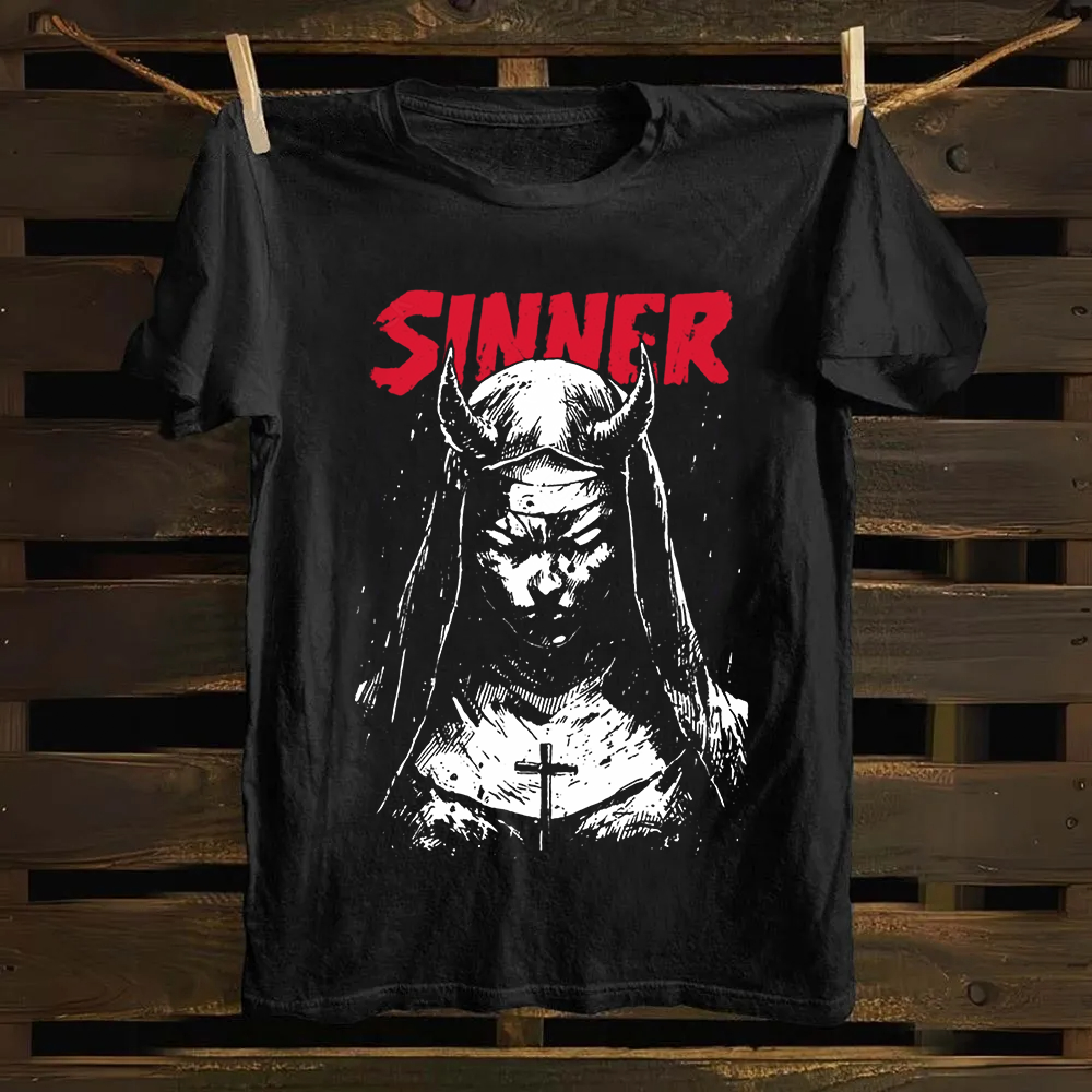 Unisex Vintage Sinner Nun Cotton T-Shirt