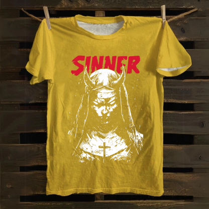 Unisex Vintage Sinner Nun Cotton T-Shirt