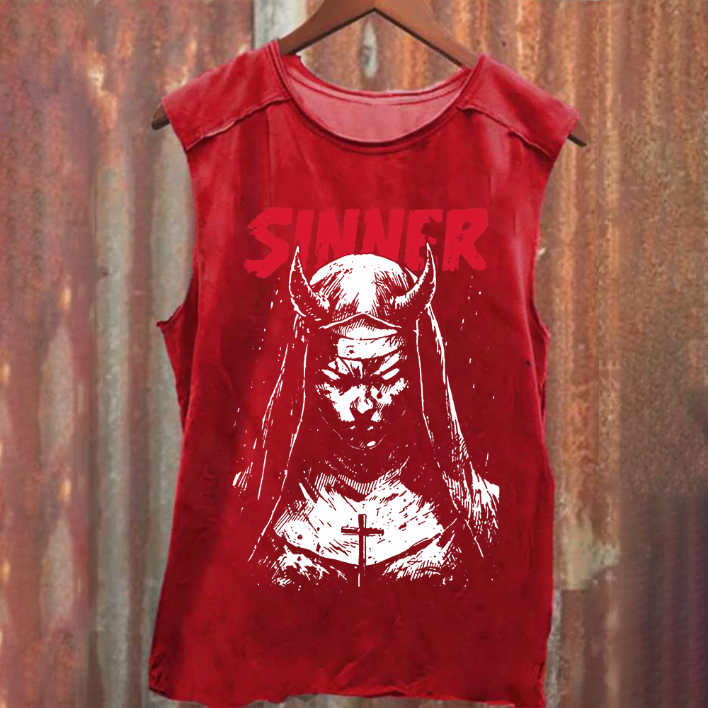 Unisex Vintage Washed Sinner Nun Tank Top