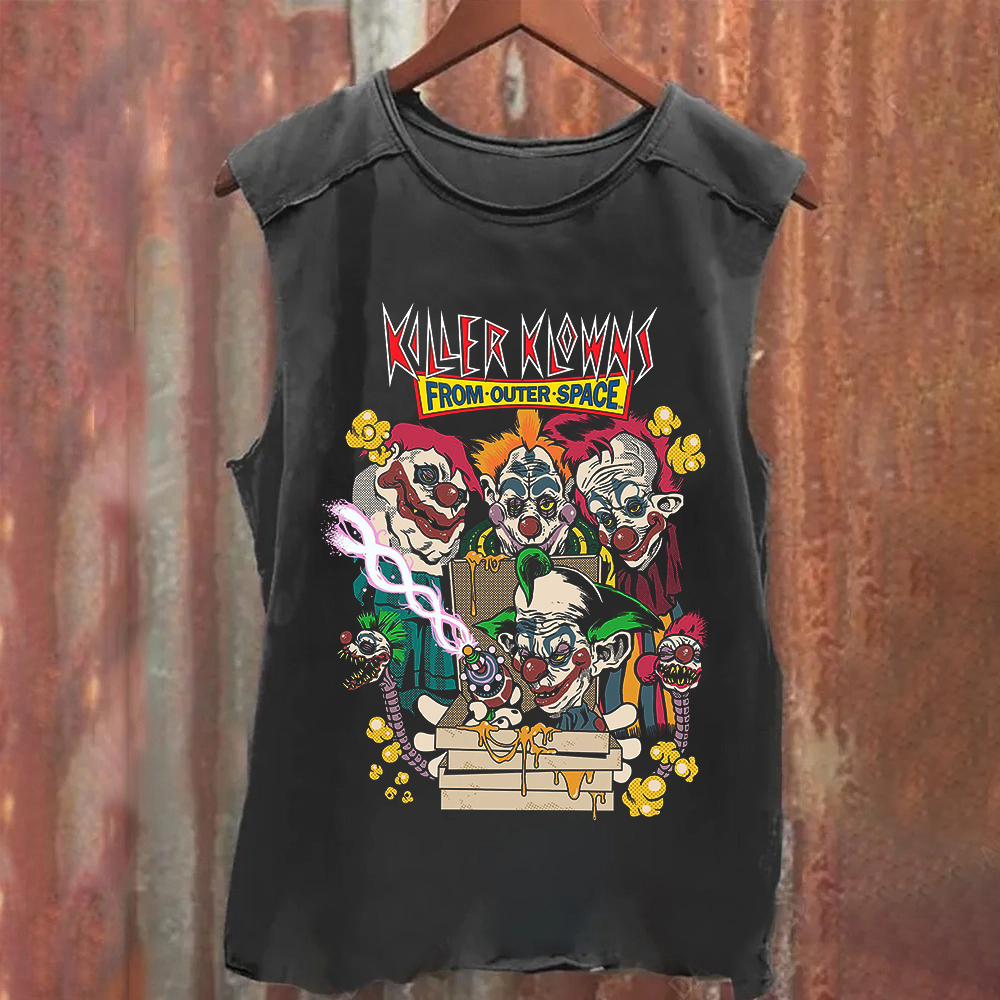 Unisex Vintage Washed Killer Klowns from Outer Space Horror Movie Tank Top