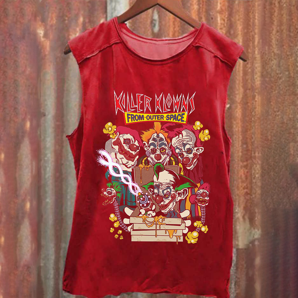 Unisex Vintage Washed Killer Klowns from Outer Space Horror Movie Tank Top