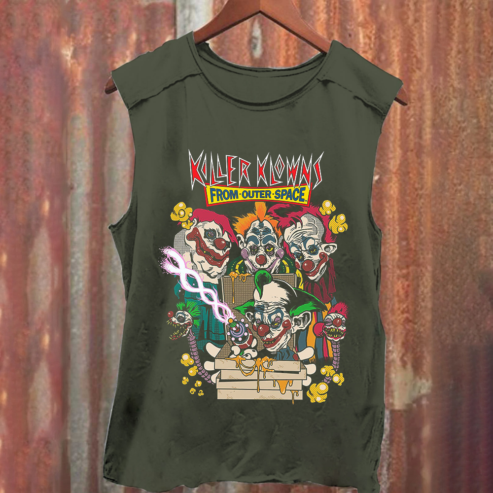 Unisex Vintage Washed Killer Klowns from Outer Space Horror Movie Tank Top