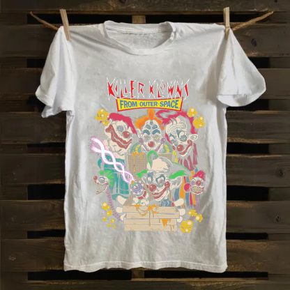 Unisex Vintage Killer Klowns from Outer Space Horror Movie Cotton T-Shirt