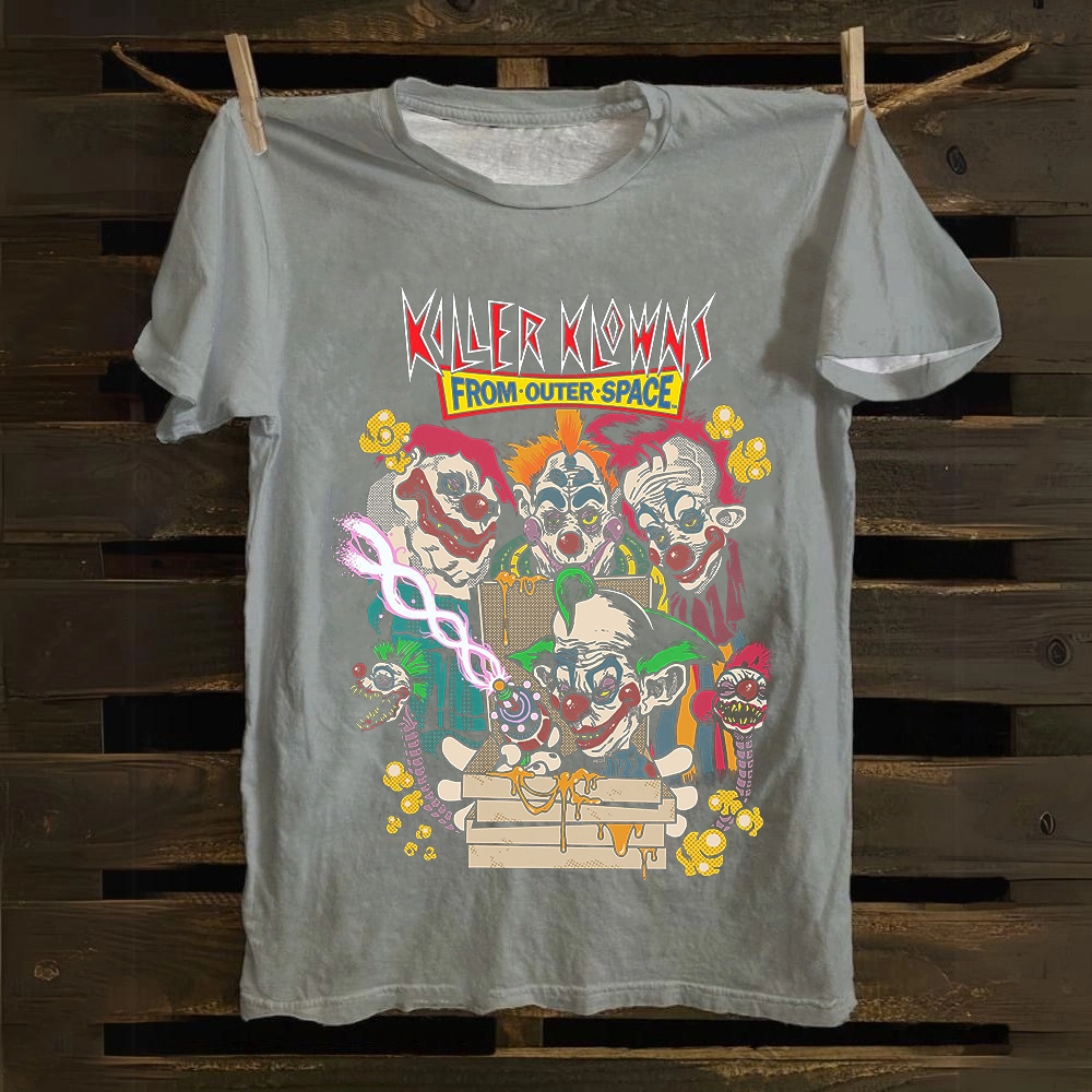 Unisex Vintage Killer Klowns from Outer Space Horror Movie Cotton T-Shirt