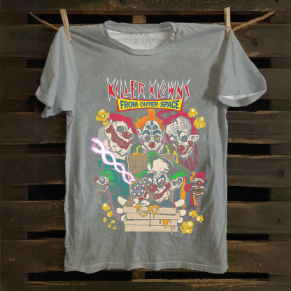Unisex Vintage Killer Klowns from Outer Space Horror Movie Cotton T-Shirt