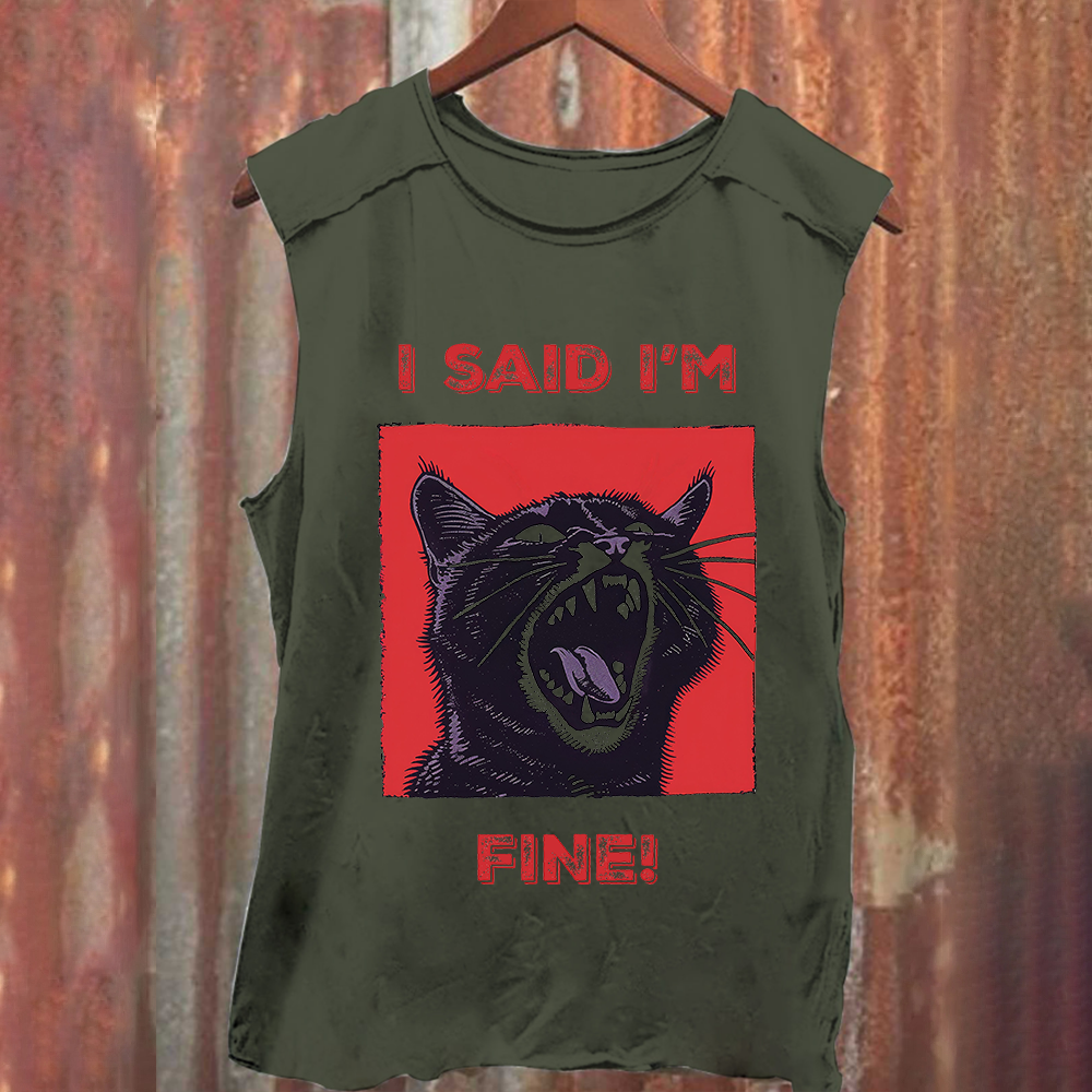 Unisex I said I'm fine! Funny Cat Classic Tank Top