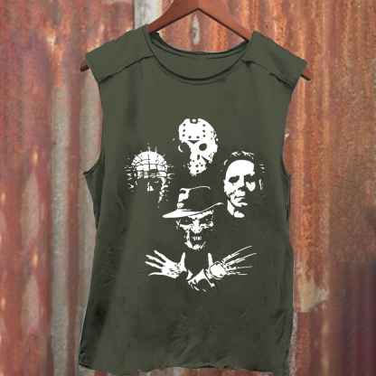 Horror Film Tank Top Halloween Freddie Jason Hellraiser Grunge Rock Retro Black