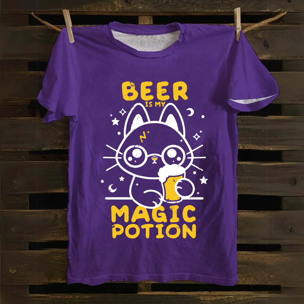 Unisex Vintage Beer Is My Magic Potion Music Cotton T-Shirt