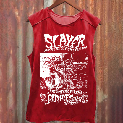 Unisex Retro Slayer Poster Printed Tank Top