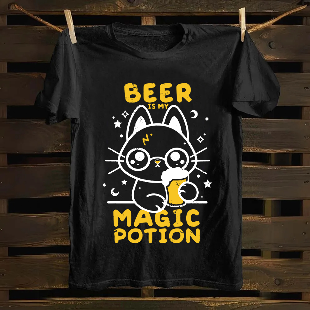 Unisex Vintage Beer Is My Magic Potion Music Cotton T-Shirt