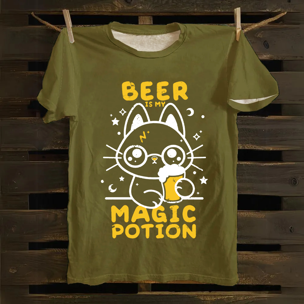 Unisex Vintage Beer Is My Magic Potion Music Cotton T-Shirt