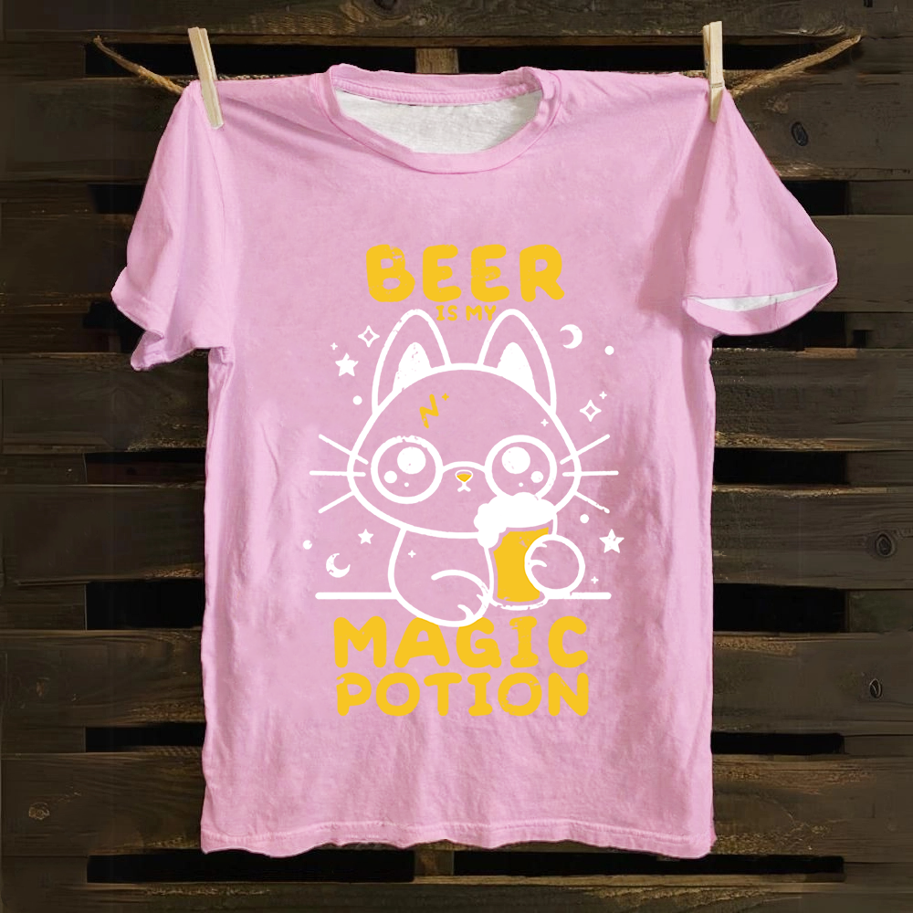 Unisex Vintage Beer Is My Magic Potion Music Cotton T-Shirt
