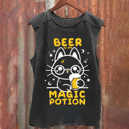 Unisex Vintage Washed Beer Is My Magic Potion Music Tank Top