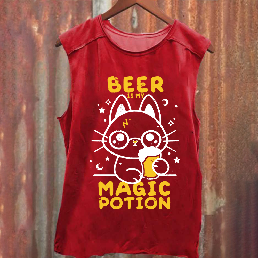 Unisex Vintage Washed Beer Is My Magic Potion Music Tank Top