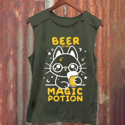 Unisex Vintage Washed Beer Is My Magic Potion Music Tank Top