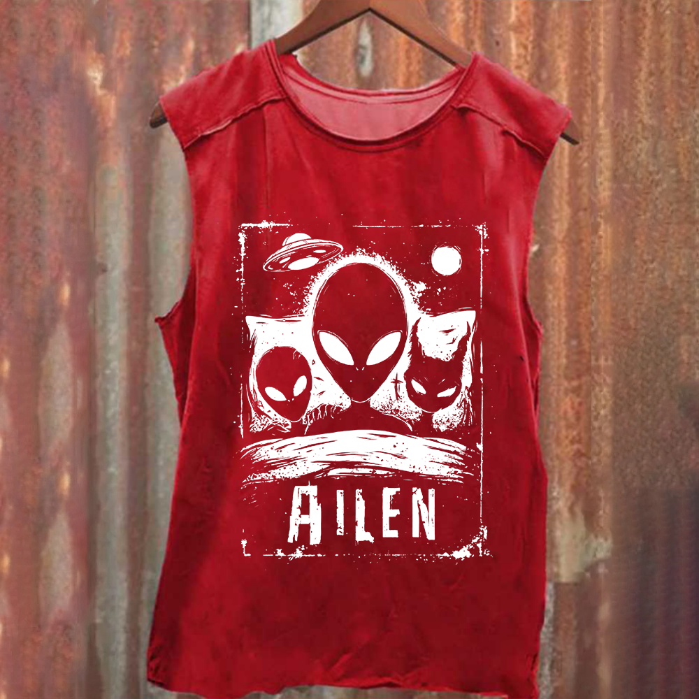 Unisex Vintage Washed Alien Horror Movie Tank Top