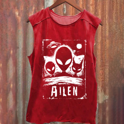 Unisex Vintage Washed Alien Horror Movie Tank Top