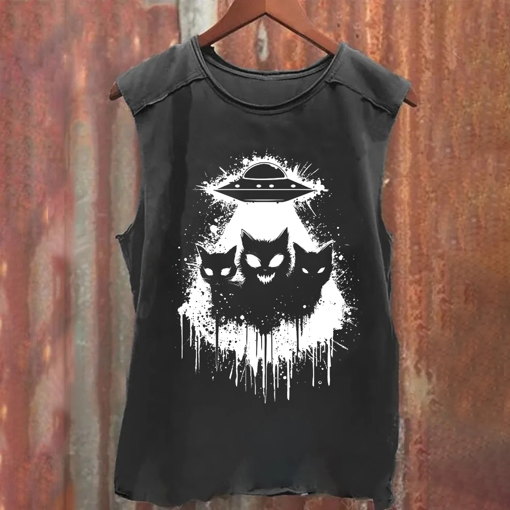 Unisex Vintage Washed Alien Horror Movie Tank Top