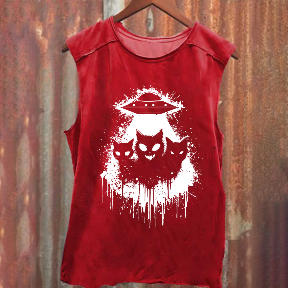 Unisex Vintage Washed Alien Horror Movie Tank Top
