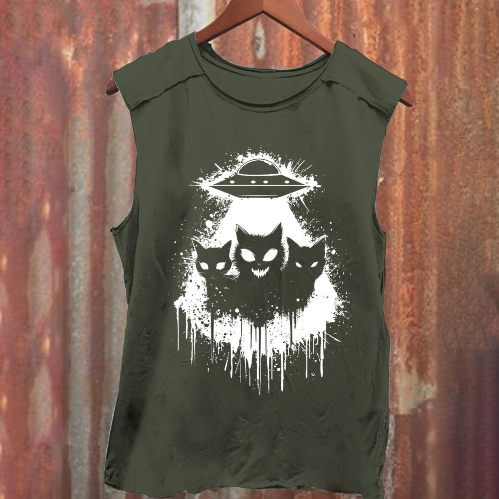 Unisex Vintage Washed Alien Horror Movie Tank Top