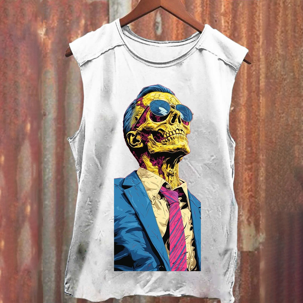 Unisex Fantasy Fashion Skull Art Illustration Printed Classic Tank Top
