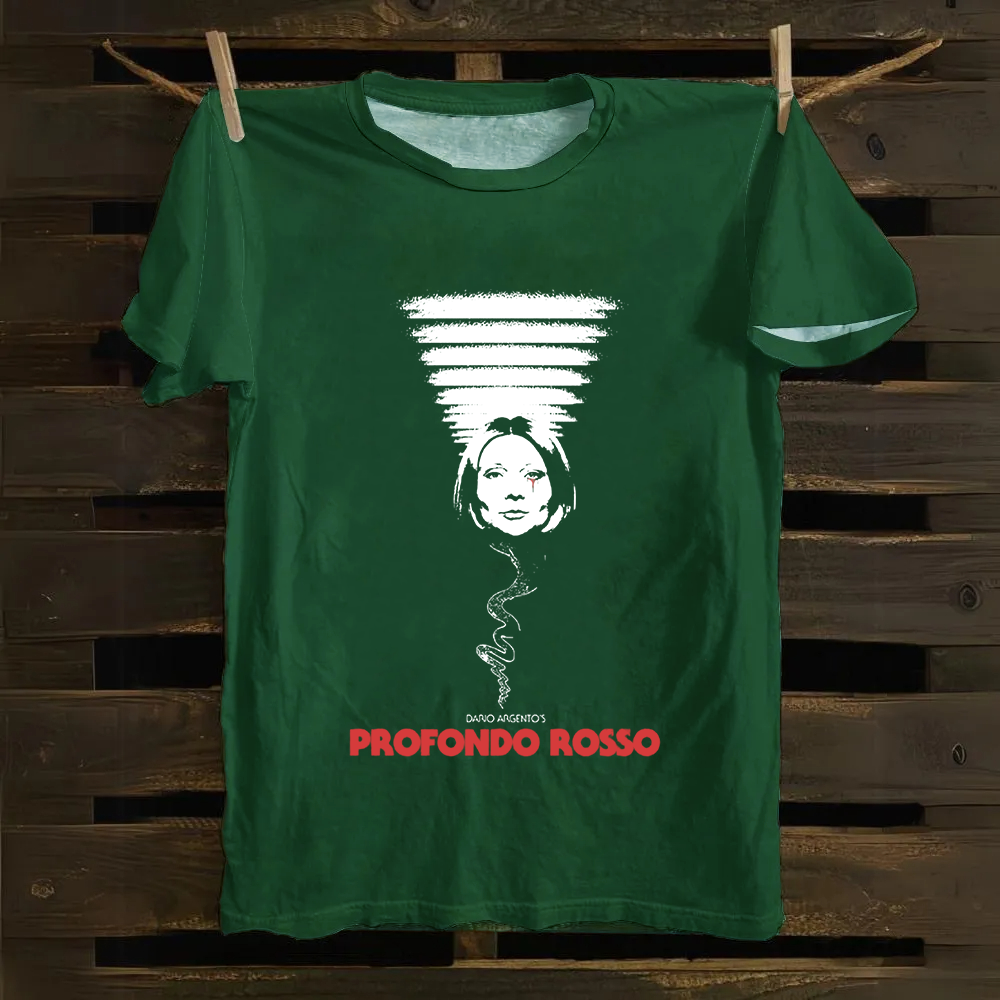 Unisex Vintage Deep Red Horror Movie Cotton T-Shirt