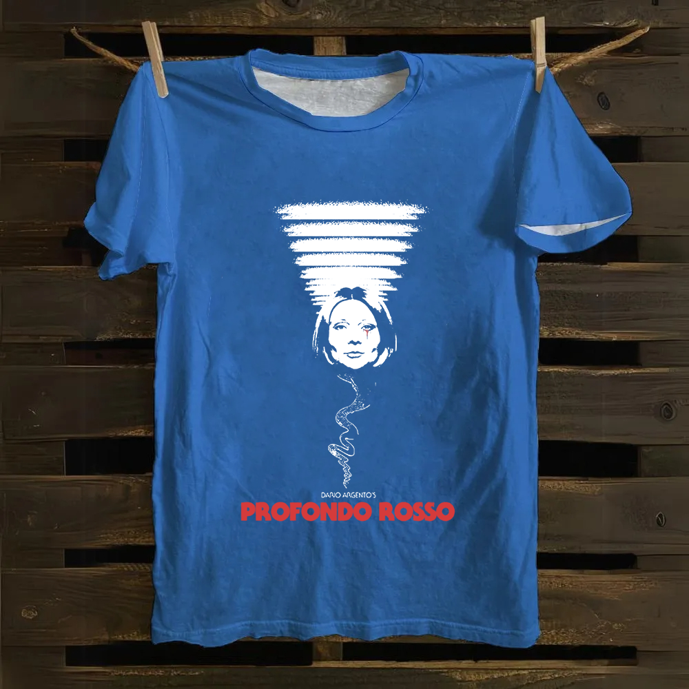 Unisex Vintage Deep Red Horror Movie Cotton T-Shirt