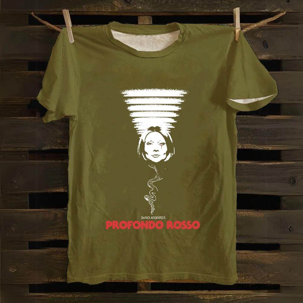 Unisex Vintage Deep Red Horror Movie Cotton T-Shirt