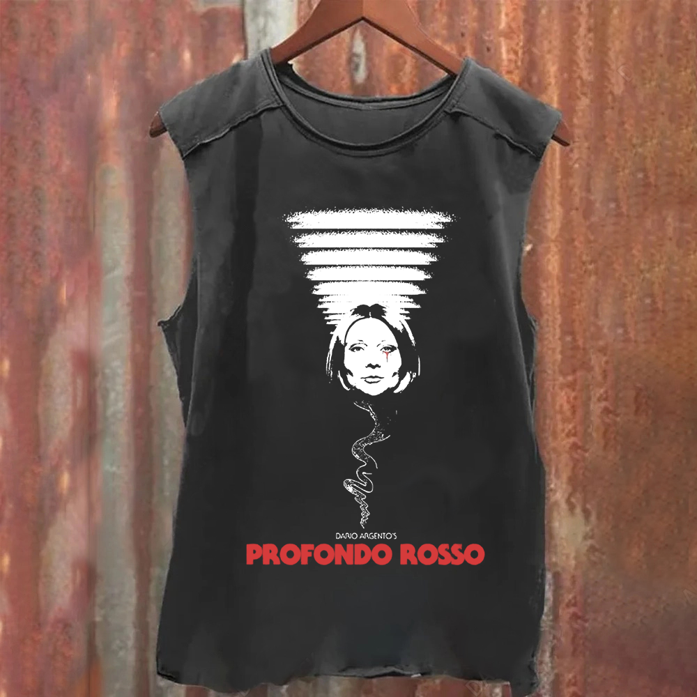 Unisex Vintage Washed Deep Red Horror Movie Tank Top