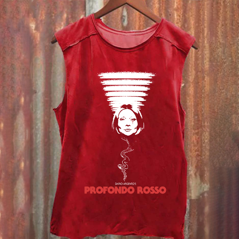 Unisex Vintage Washed Deep Red Horror Movie Tank Top