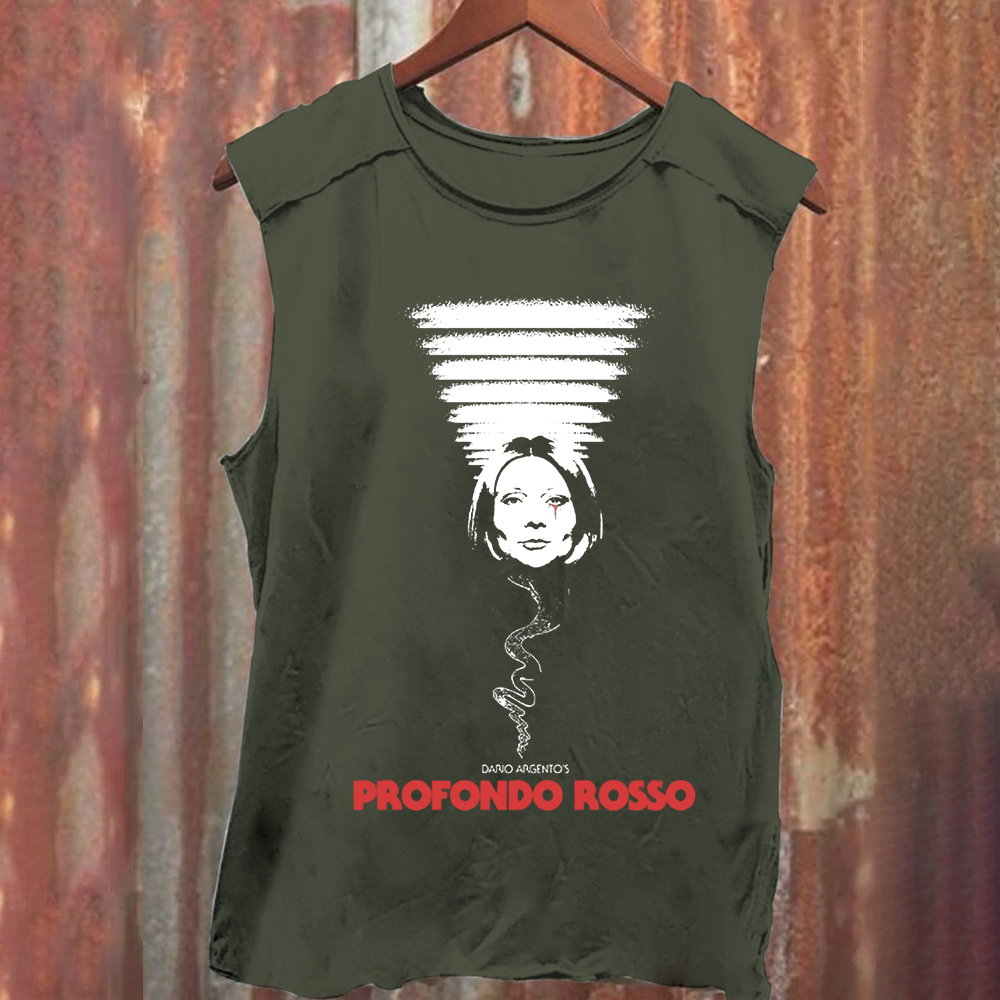Unisex Vintage Washed Deep Red Horror Movie Tank Top