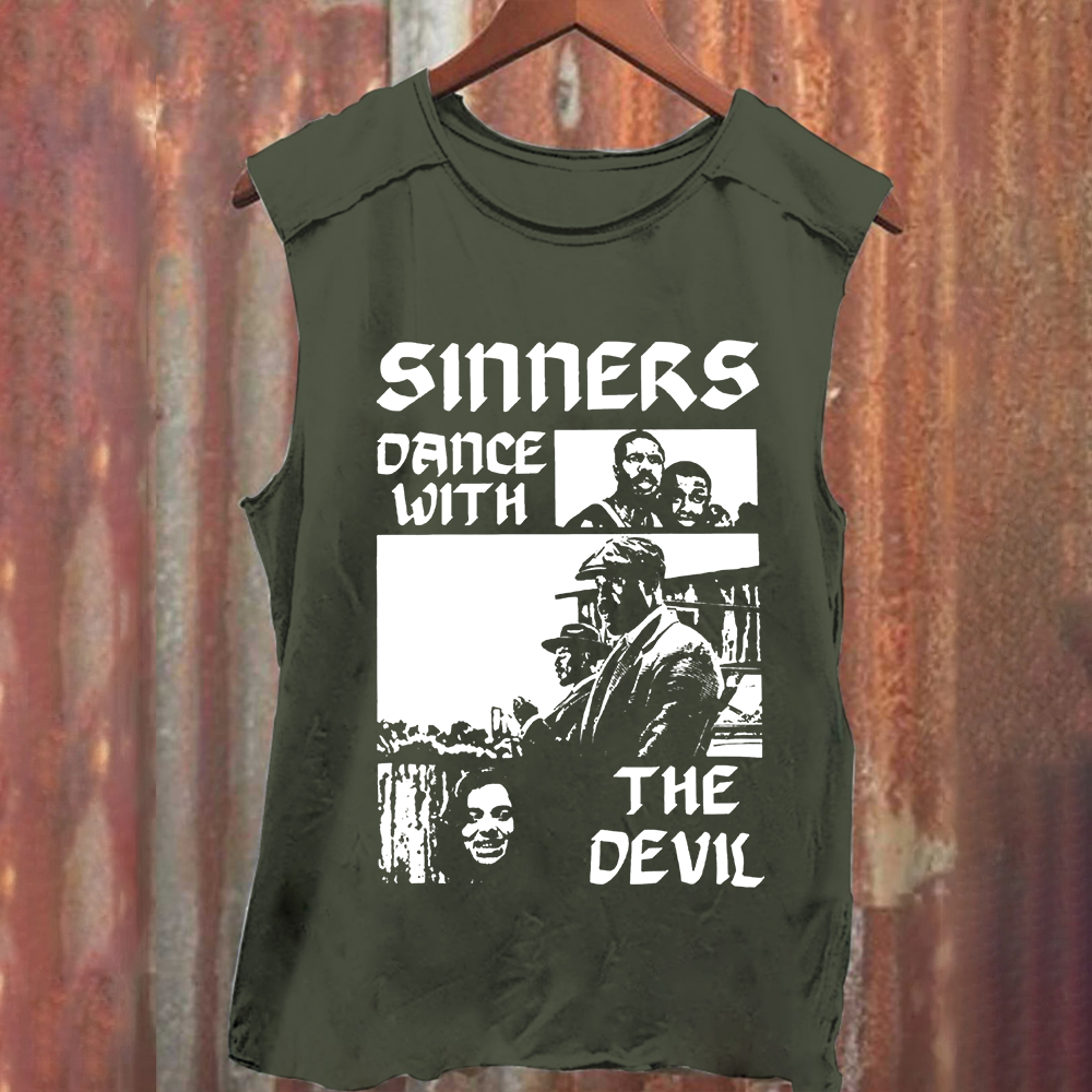 Unisex Vintage Washed  Sinners Horror Movie Tank Top