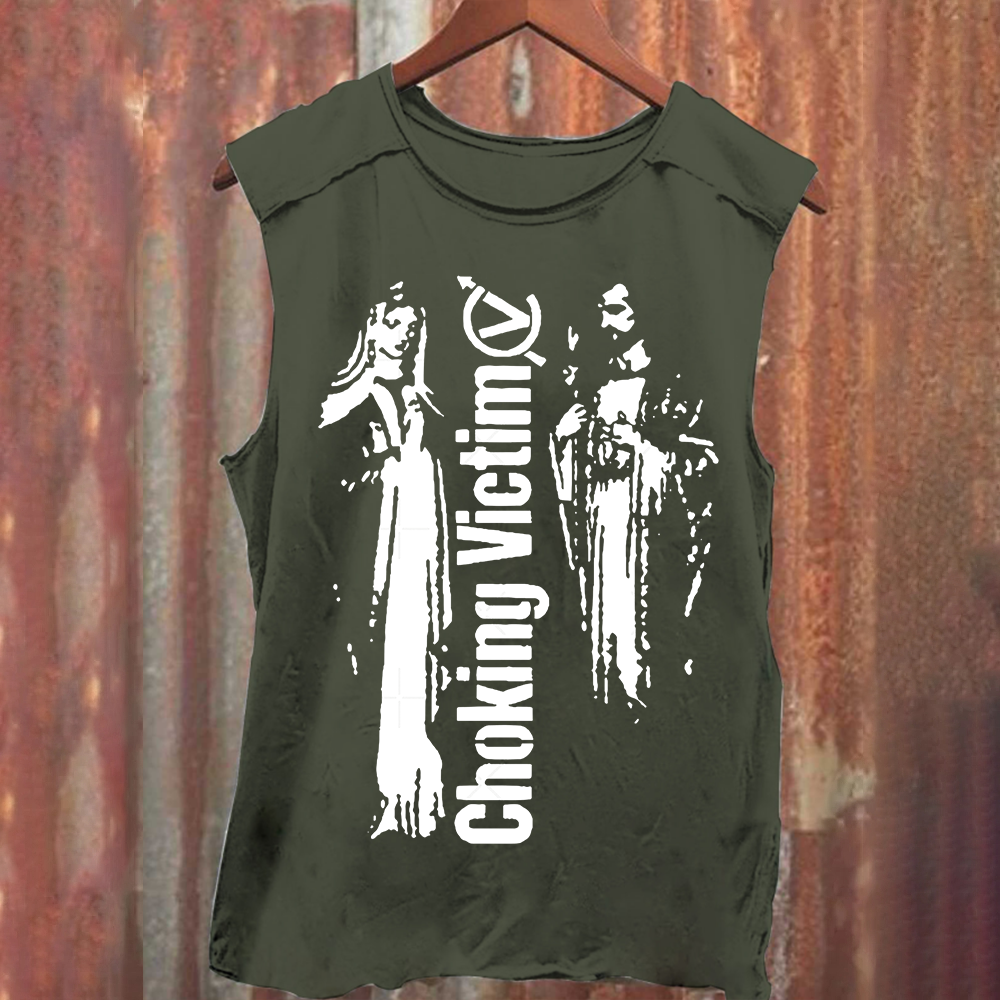 Unisex Vintage Washed Choking Victim Punk Band Tank Top
