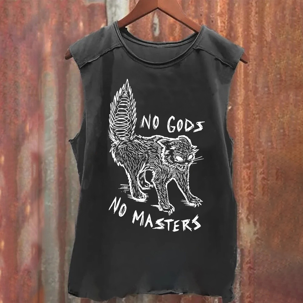Unisex Vintage Washed No Gods No Masters Tank Top