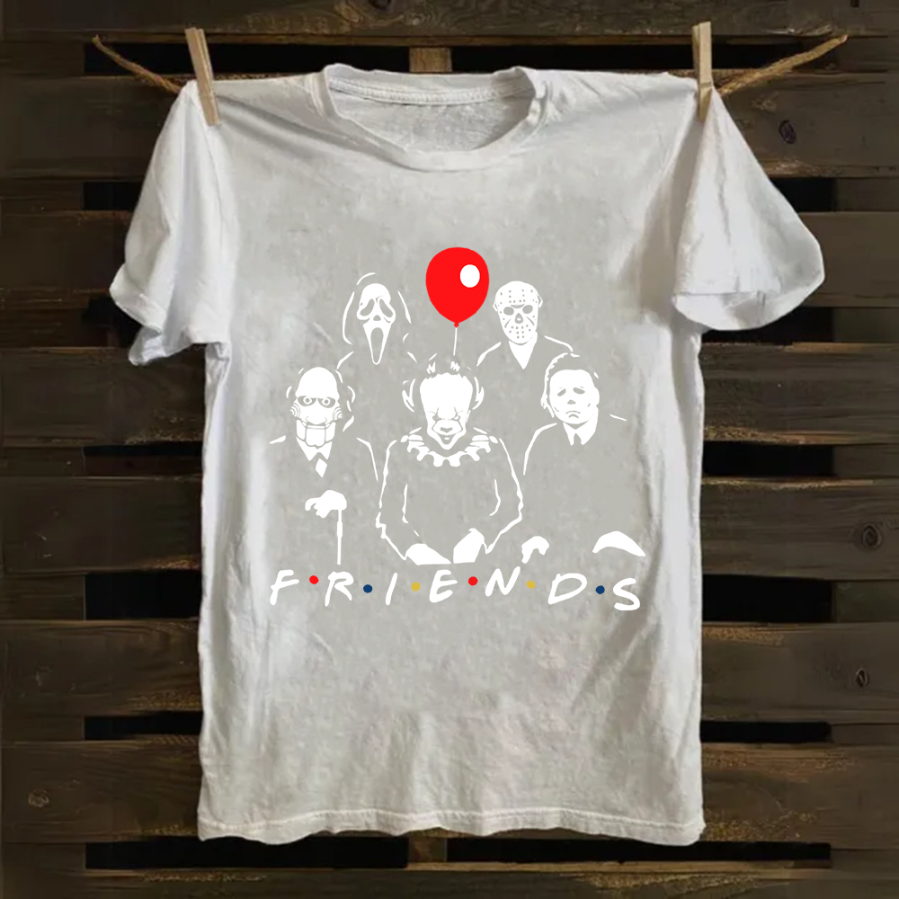 Unisex Vintage Friends Halloween SVG Horror Movie Cotton T-Shirt