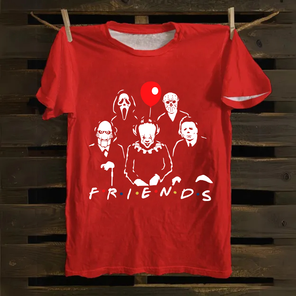 Unisex Vintage Friends Halloween SVG Horror Movie Cotton T-Shirt