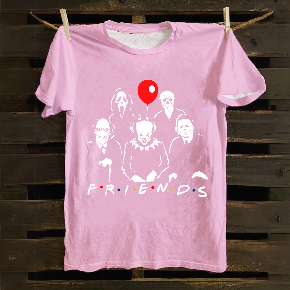 Unisex Vintage Friends Halloween SVG Horror Movie Cotton T-Shirt