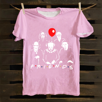 Unisex Vintage Friends Halloween SVG Horror Movie Cotton T-Shirt