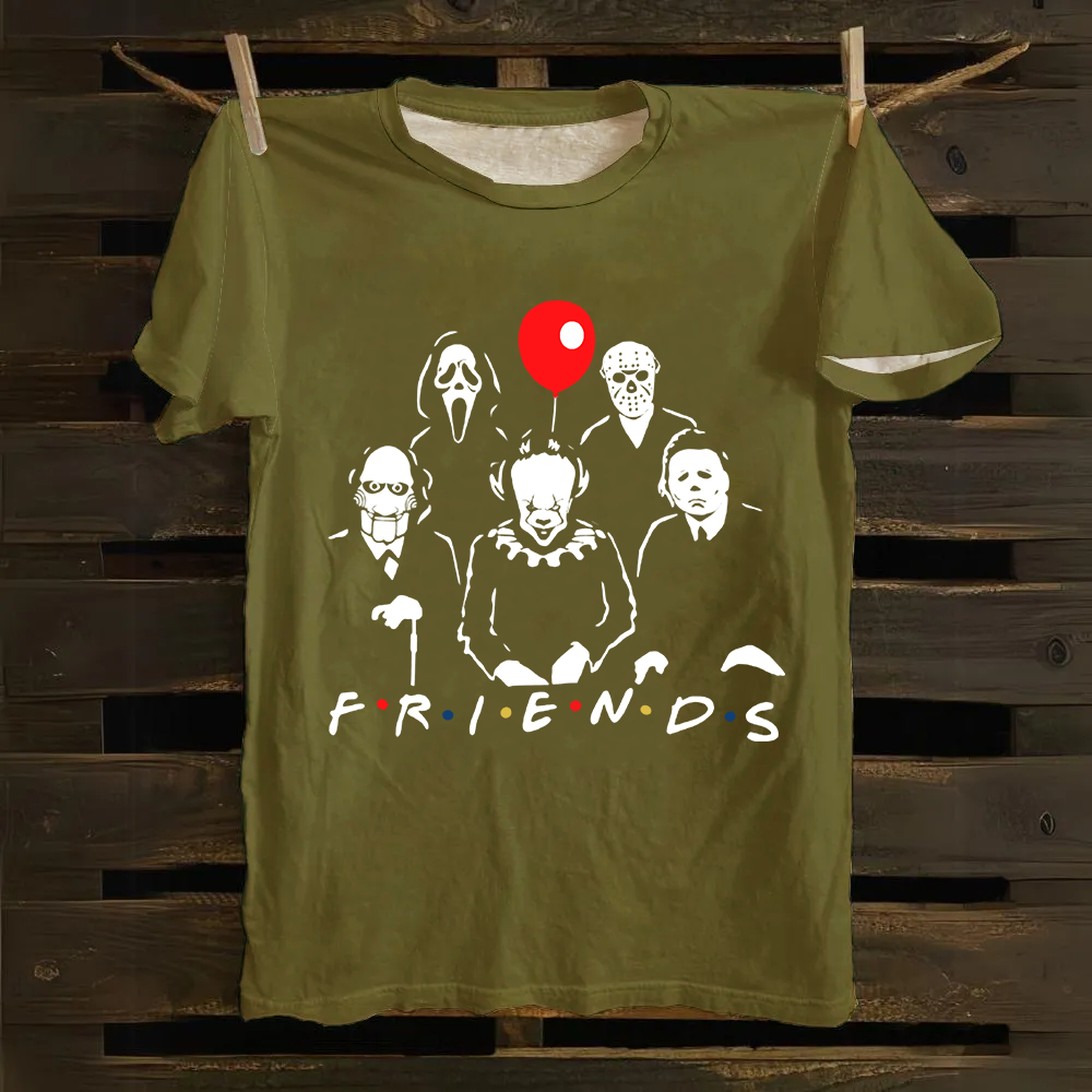 Unisex Vintage Friends Halloween SVG Horror Movie Cotton T-Shirt